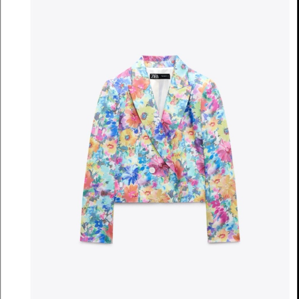 Zara Women's Vibrant Floral Blazer - Multicolor